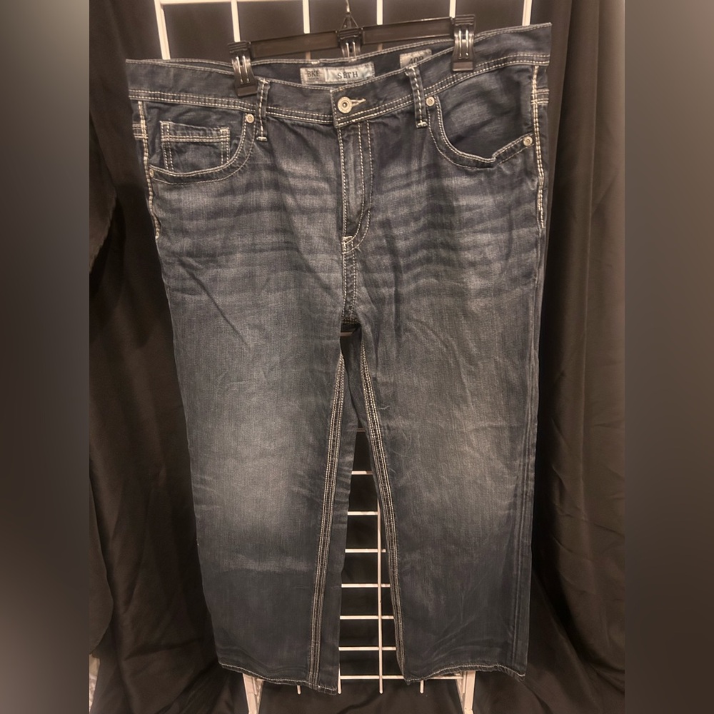 BKE Men's Dark Wash Straight Jeans
